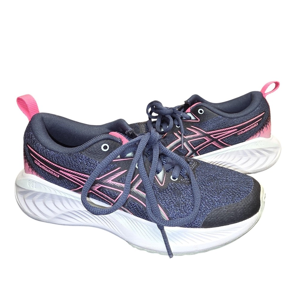 ASICS‎ Gel-Cumulus Shoes Kids Size 2.5 Blue Pink Running Sneakers 1014A312